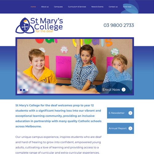 St Mary's College for the Deaf - custom designed website